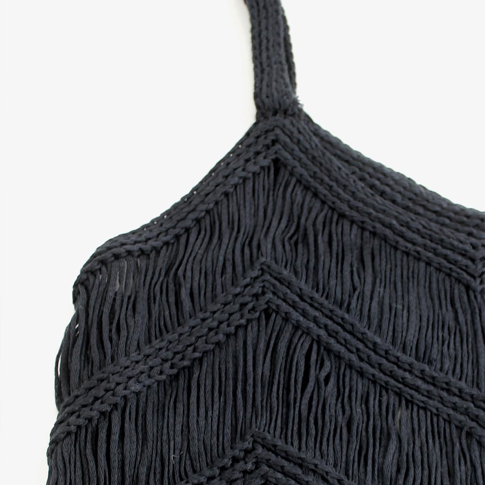 Western Fringe Crochet Tank - Boho Knitted Crop Top with Tassel