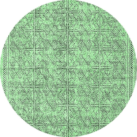 Ahgly Company Indoor Round Oriental Emerald Green Industrial Area Rugs, 4' Round