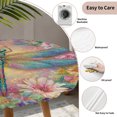 thumbnail image 3 of Purple Dragonfly Round Tablecloth for 36-44 Inch Tables,Fitted Table Cover with Elastic Edge,Colorful Flowers Watercolor Chic Floral Plant Waterproof Outdoor Table Cloth Protector for Patio Dinner, 3 of 9