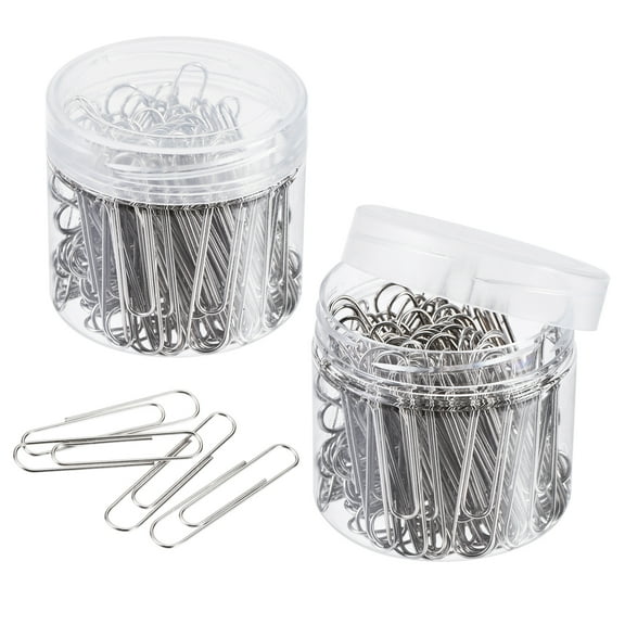 Uxcell Paper Clips 2 Inch Sturdy Metal with Box for Office Home Silver Tone Count 200
