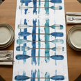 thumbnail image 5 of Lake Paddles 70 Inch Table Runner, Summer Watercolor Teal Blue Striped Farmhouse Dresser Scarf Cotton & Linen Tablerunner for Dining/Kitchen Island/Holiday Party Décor 13" x 70", 5 of 9
