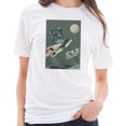 thumbnail image 3 of Big Size Fly To The Moon Graphic Design Unisex Ring Spun Combed Cotton Short Sleeve Deluxe Jersey T-Shirt - White 3XL, 3 of 4
