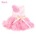 thumbnail image 1 of Vestido de novia con lazo para perro pequeño, disfraz de fiesta de cumpleaños con perlas rosas, vestido formal para niña, para gato (rosa) L, 1 of 5