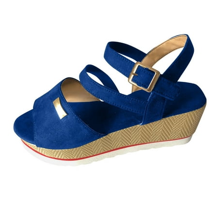 

GNEIKDEING Women s Casual Shoes Breathable Slip-on Outdoor Leisure Wedges Sandals Gift on Clearance
