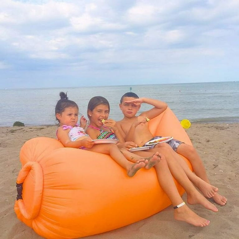 SmoothBag Portable Inflatable Pop Up Lounging Sofa with built in Headrest Orange Walmart