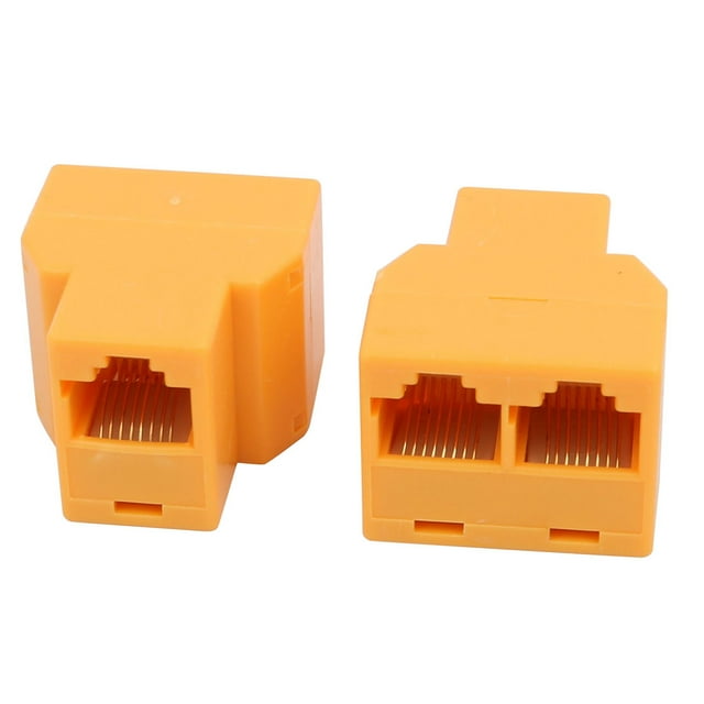 Unique Bargains 2pcs 1 Female to 2 Female Port Telephone Wire Cable Connector Splitter Orange