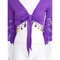 thumbnail image 5 of Kaerm Womens Tassel Coin Lace-Up Shawl Crop Tops Flare Sleeve Cardigan Belly Dance Shirt Dark Purple XXL, 5 of 7