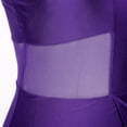 thumbnail image 7 of Alvivi Women Sleeveless Cutout Latin Dance Leotard Mesh Patchwork High Low Lyrical Dance Dress Purple XXL, 7 of 7