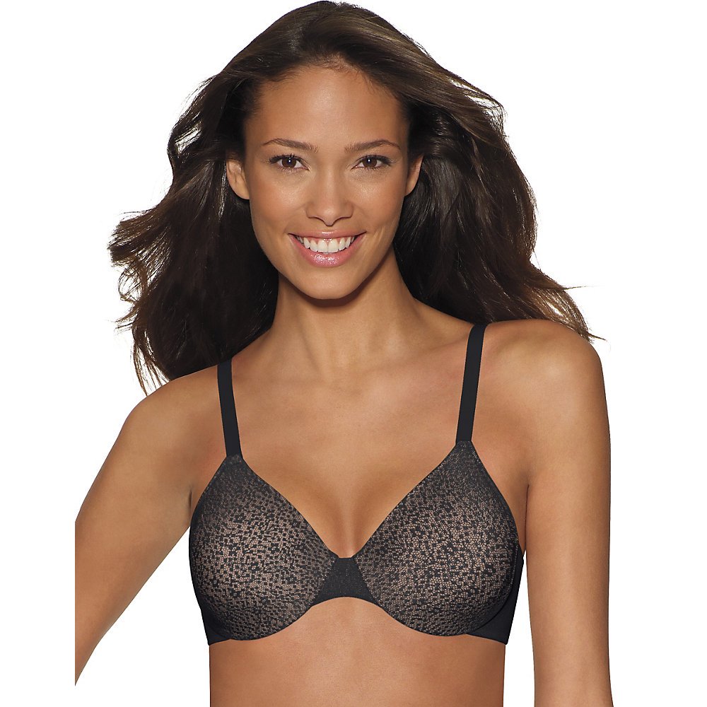 Hanes Hanes Concealing Petals Underwire Bra, Color Black/Nude, Size