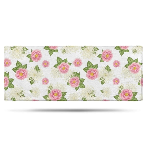 Pioneer Flower Floral Print Pattern Bathroom Rugs Mat, Non Slip Microfiber Bathroom Rug with Rubber Backing, Soft Mats for Bathroom Floor Tub Shower, 24"x60"