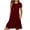 1-Wine, variant on Womens Dresses Solid Round Neck Short Sleeved Loose Mid Calf Nightgown Home Wear