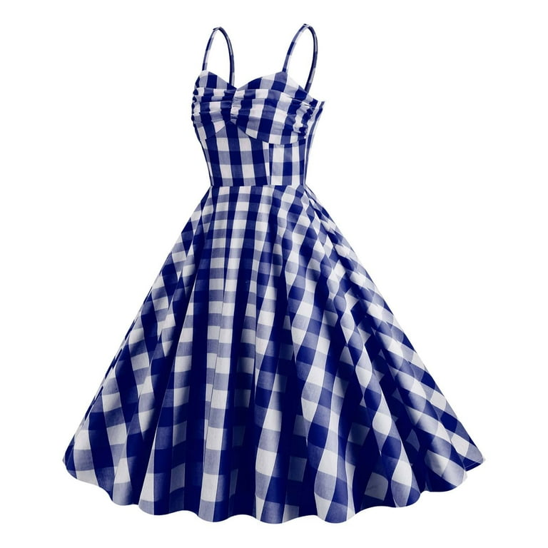 Womens Pinup 50s Plaid Halter Dresses Tee Girls Retro 50s Pin up Audrey  Hepburn A-Line Party Dress Vintage Pink Gingham Rockabilly Dress Elegant  Classy 1950s Polka Dot Swing Dress - Walmart.com
