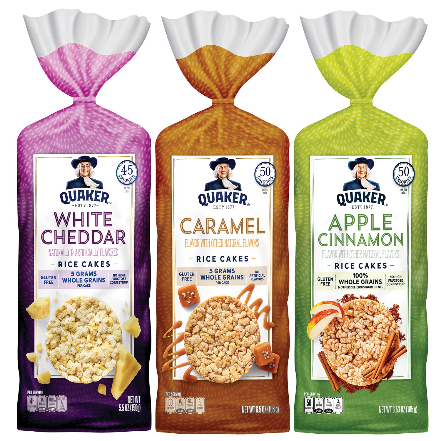 Quaker Large Rice Cakes Gluten Free 3 Flavor Variety Pack 6 Count Quaker Large Rice Cakes Gluten Free 3 Flavor Variety Pack 6 Count