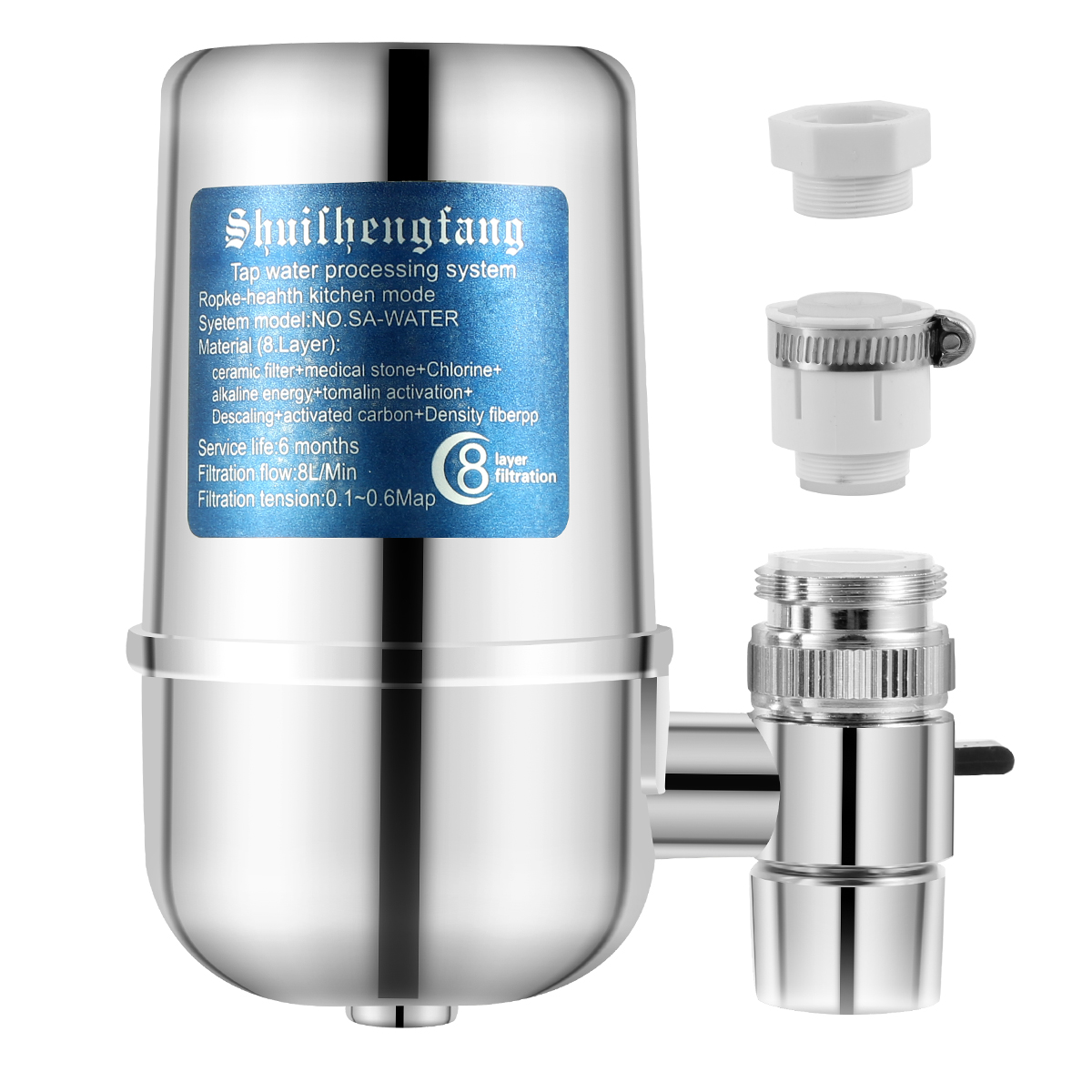 Robinet de filtre /à eau purificateur de bouche de robinet deau avec mat/ériau unique rallonge de robinet d/évier universel Bubbler filtre de robinet /à montage durable avec filtration deau /à 4 couches