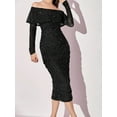 thumbnail image 5 of KelaJuan Women's Sparkle Evening Midi Dress Long Sleeve Off Shoulder Dress Formal Prom Party Gowns, 5 of 6