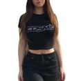 thumbnail image 4 of Jxzom Women Y2K Short Sleeve Crop Top Rhinestone Letter Slim Fit T-Shirt Club Streetwear, 4 of 6