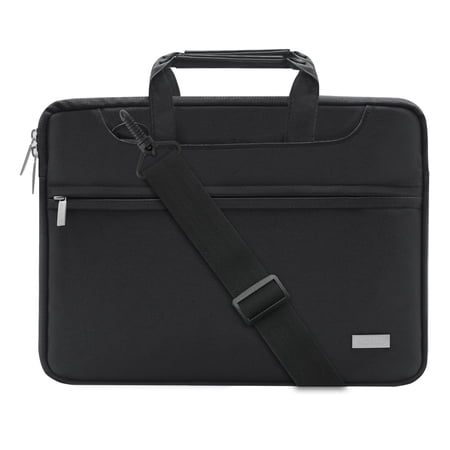 Mosiso Polyester Laptop Shoulder Bag for 15-15.6 Inch 2017/2016 MacBook Pro with Touch Bar A1707, MacBook Pro, Notebook, Compatible with 14 Inch Ultrabook with Back Belt for Trolly Case, Black