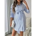 thumbnail image 3 of Women'S Maternity Shirt Dress Striped Lapel Button Shirt Dress 3/4 Sleeve Maternity Dress Blue & White XL, 3 of 5