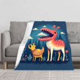 thumbnail image 2 of Cozy Flannel Blanket with Whimsical Animal Patterns - Soft Warm Perfect for Sofa Travel Bed or Chair - Magical Forest Design, 2 of 7