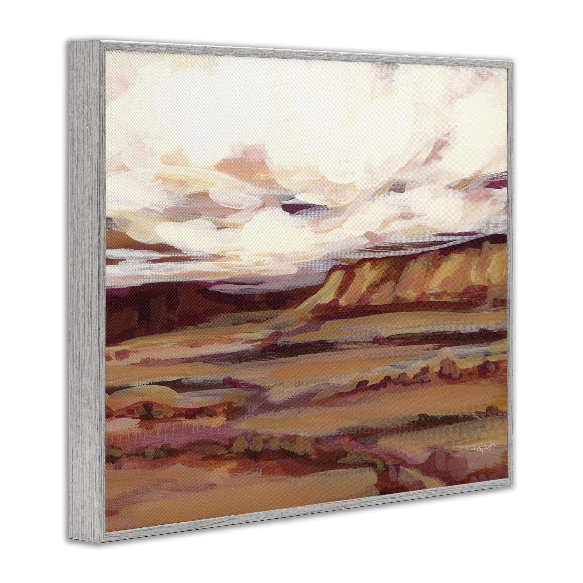 Stupell Industries Mauve Mesa Landscape Landscape Painting Gray Framed Art Print Wall Art, 30 x 24