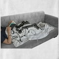 thumbnail image 6 of Letter R Soft Flannel Fleece Throw Blanket, Baroque Antique Typography Old Fashion English Aristocratic Swirls, Cozy Plush for Indoor and Outdoor Use, 60" x 80", Black Grey White, by Ambesonne, 6 of 6