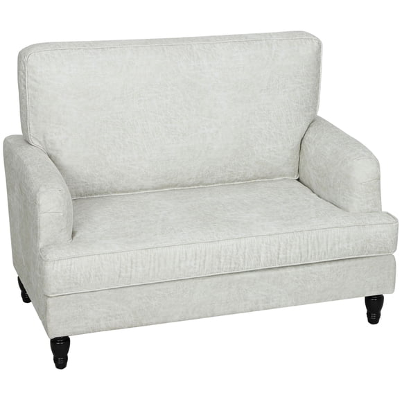 Fauteuil d'Appoint en Leathaire Blanc Crème - Siège Grand, Pattes Tournées et Confort Moelleux pour Détente au Salon Ou dans la Chambre - 45,3” L x 32,3” P