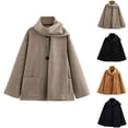 thumbnail image 4 of Felirenzacia Women's Cropped Winter Coat with Scarf, Singel Brested Wool Overcoat with Pockets, 4 of 5