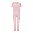 thumbnail image 3 of Aofany Scrub Sets for Women Womens 2 Piece Scrub Outfits Casual Short Sleeve Scrub Tops and Long Pants Sets Nurse's Uniform Lounge Set Working Sets with Pocket, 3 of 8