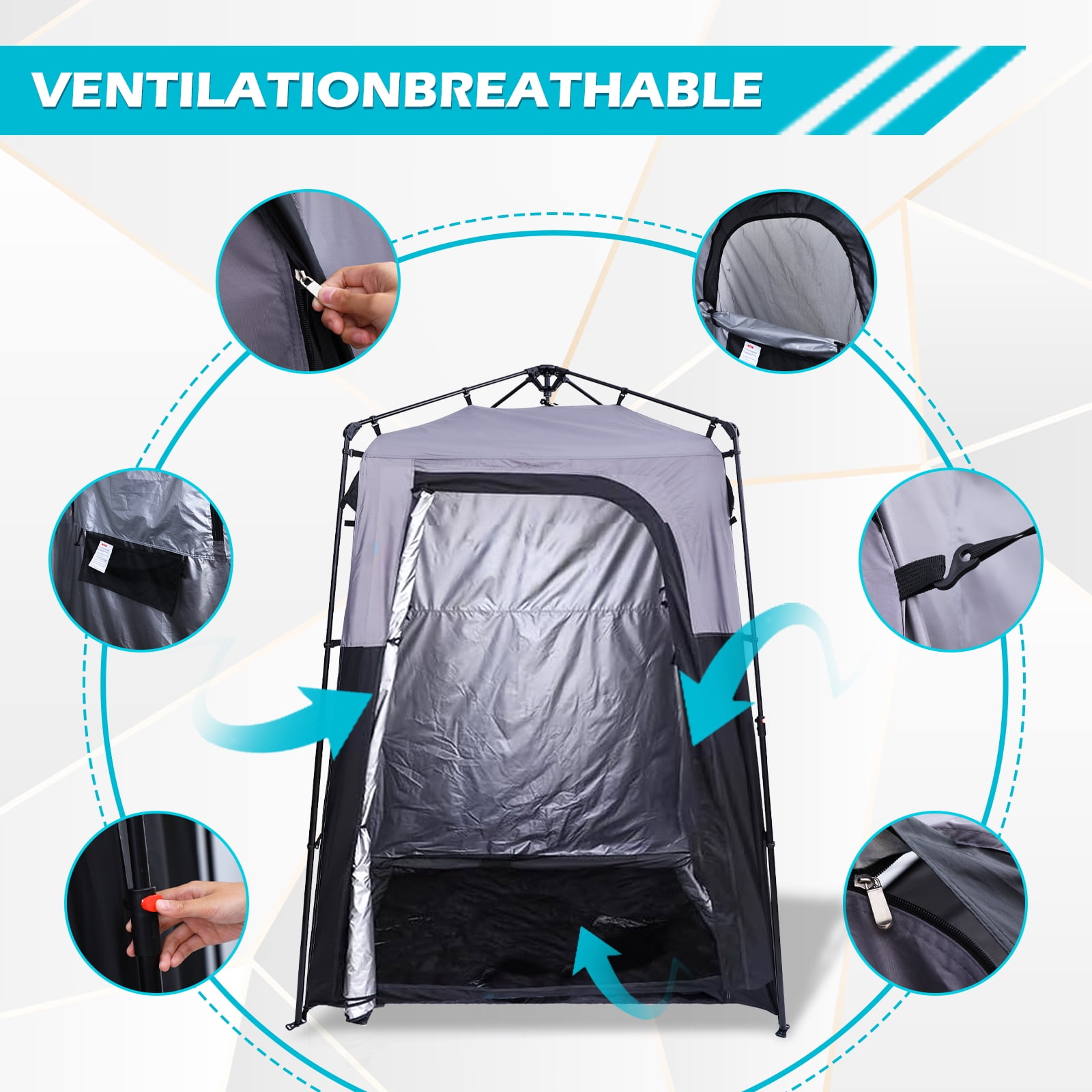 Oversized Instant Pop-Up Privacy Tent for Camping, Outdoor Showers, and Toilets (1 Room)