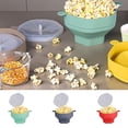 thumbnail image 1 of TidBay 1 Set Popcorn Bowl Food Grade Foldable Large Capacity Heat-resistant Silicone Popcorn Bucket with Lid Kitchen Supplies, 1 of 1