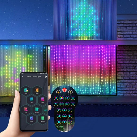 Kcavykas Home, Garden Smart App Controlled LED RGB String Lights, 400 LED DIY Hanging Light Pattern and Text Programmable, Music Sync with Remote, Smart Christmas