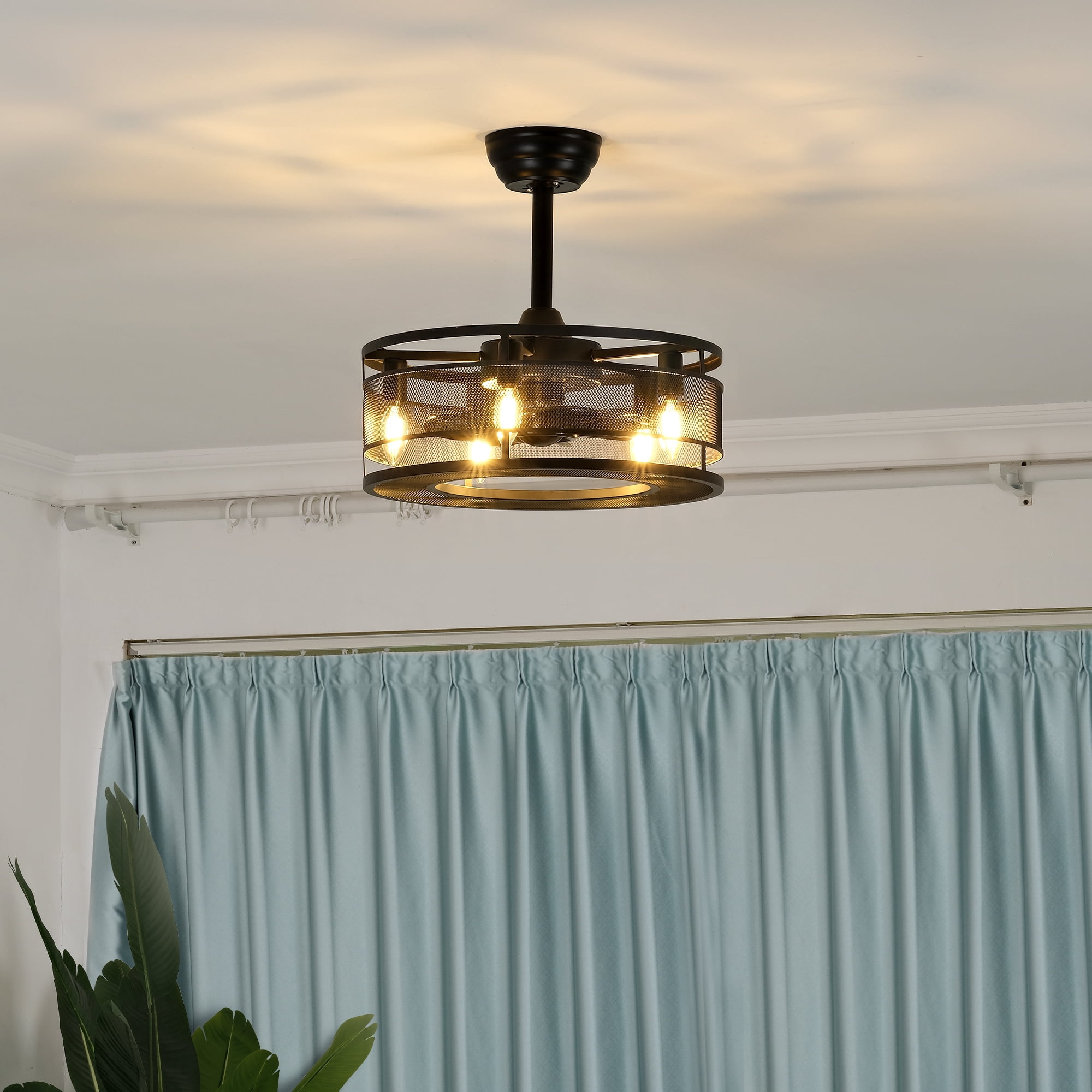 Ltmate 18-Inch Black Low Profile Ceiling Fan with Light, Indoor Use, 100-240V