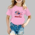 thumbnail image 2 of Tfken Independence Day Girls Shirt Patriotic American Heart Flag Crew Neck Short Sleeve Toddler Tee 4Th Of July Summer Cute Kids Top Pink Size 9-10 Years, 2 of 4
