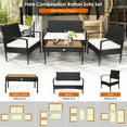 thumbnail image 4 of Costway 4PCS Patio Rattan Furniture Set Sofa Chair Coffee Table W/ Cushion White, 4 of 10