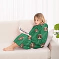 thumbnail image 4 of Green Striped Footballs Pattern Blanket Hoodies for Kids 6-13YR Oversize Wearable Blanket Hoodies for Boys Girls Teens, 4 of 7