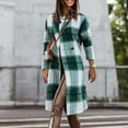thumbnail image 5 of DDAPJ pyju Womens Plaid Trench Coat Notched Lapel Double Breasted Pea Coat Winter Woolen Coats Long Shacket Jacket with Pockets Green XL, 5 of 7