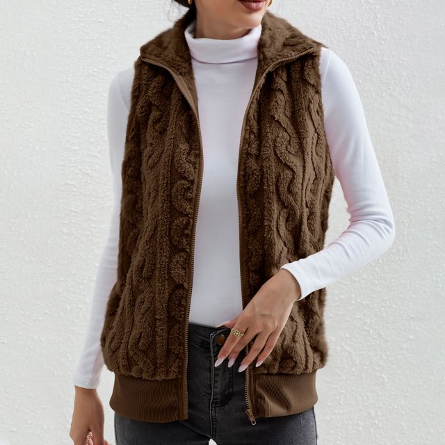 IMENGL cardigan en double Molleton Épaissi, Brun m, Taille M-2TG