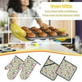 thumbnail image 5 of Balery Vector Mexican Otomi Style Bright Pattern Oven Mitts and Pot Holders 4 pcs Set, Kitchen Oven Glove High Heat Resistant 500℉ Oven Mitts with Non-Slip Silicone Surface, 5 of 6