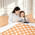 thumbnail image 4 of Manfei Vintage Grid Full Size Comforter Sets,Modern Check Bedding Comforter Set,Orange,Reversible,3 Pieces,1 Comforter and 2 Pillowcases,3 Pieces,1 Comforter and 2 Pillowcases, 4 of 7