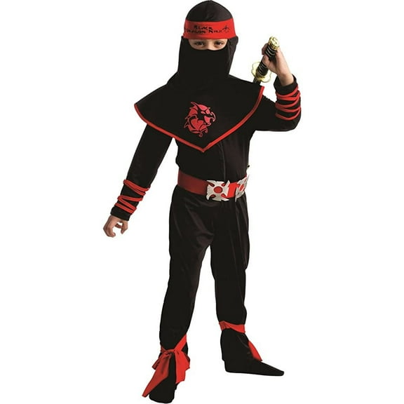 Dress-Up-America Ninja Costume for Kids - Samurai Warrior Dress Up - Red and Black Ninja Costume Set foR Boys and Girls