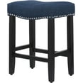 thumbnail image 6 of SEEKOL 24" Upholstered Bar Counter Stool - Nail Head Trim, Soft Padding, and Black Wooden Legs for Ultimate Comfort Grey 24", 6 of 8