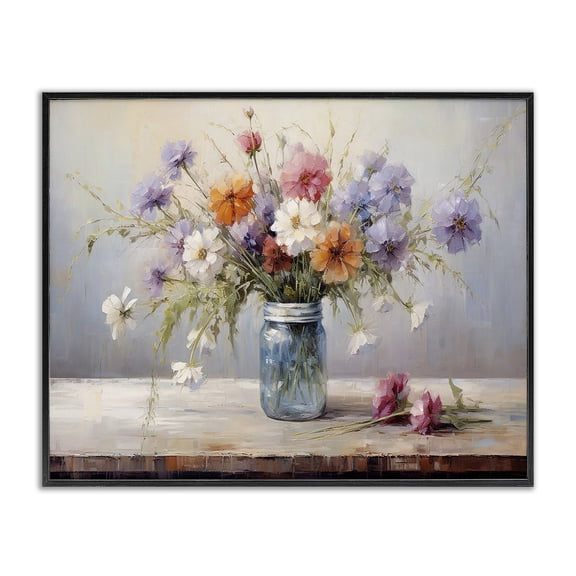 Stupell Industries Wildflowers in Country Jar Plants & Flowers Painting Black Framed Art Print Wall Art, 14 x 11