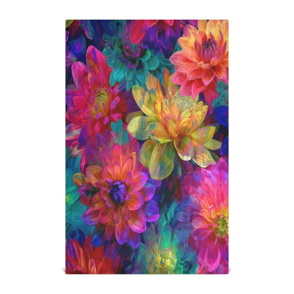 Multi-Purpose Kitchen Towels 28x18 Inch Dishcloths with Hanging Loop Decorative and Practical Towels for Kitchen, Dining Colorful and Bright Floral Pattern