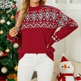 thumbnail image 2 of Pulls pour Femmes Décontractés Imprimé de Noël Tricot Manches Longues Col Rond Mode Automne, 2 of 9