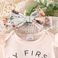 thumbnail image 6 of Kaprioy My First Easter Baby Girl Outfit Girls Clothes Bunny Ruffle Sleeve Romper Shorts Bow Hairband Stockings Set Cute Infant Girl Clothes, 6 of 8
