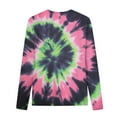 thumbnail image 4 of Long Sleeve Tops Tie Dye Print T Shirts for Women Loose Fit Crewneck Thin Sweatshirts Fall Cotton Pullovers (L, Green), 4 of 5