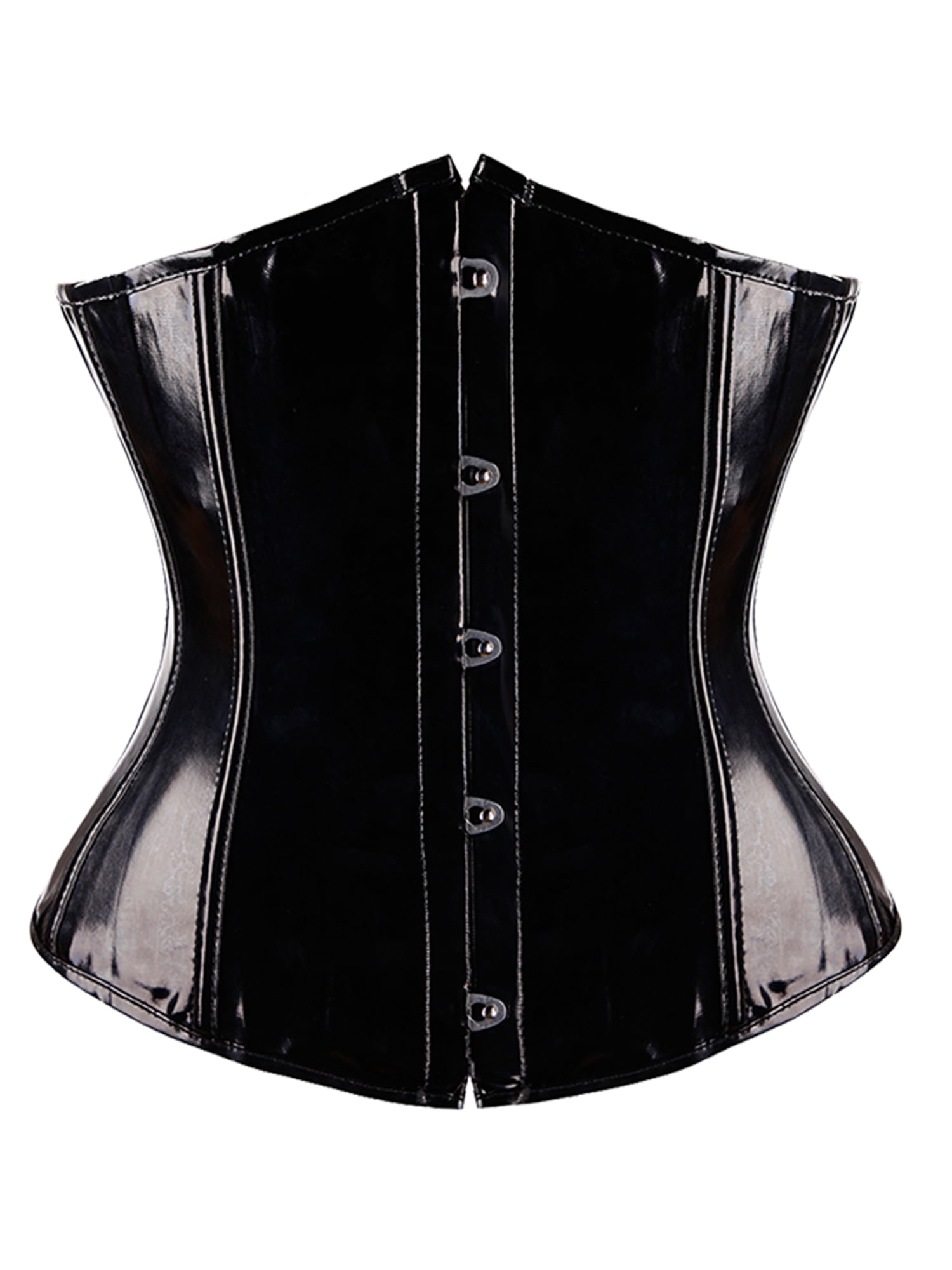 Black Satin Leather Shoulder Strap Goth Steampunk Waist Training Overbust Corset
