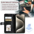 thumbnail image 5 of Classic Premium PU Leather Flip Case for iPhone 12/12 Pro, Wallet Case with Card Slots & Cash Pocket Kickstand Wrist Strap Full Body Protection Folio Case Cover for iPhone 12/12 Pro, Black, 5 of 8