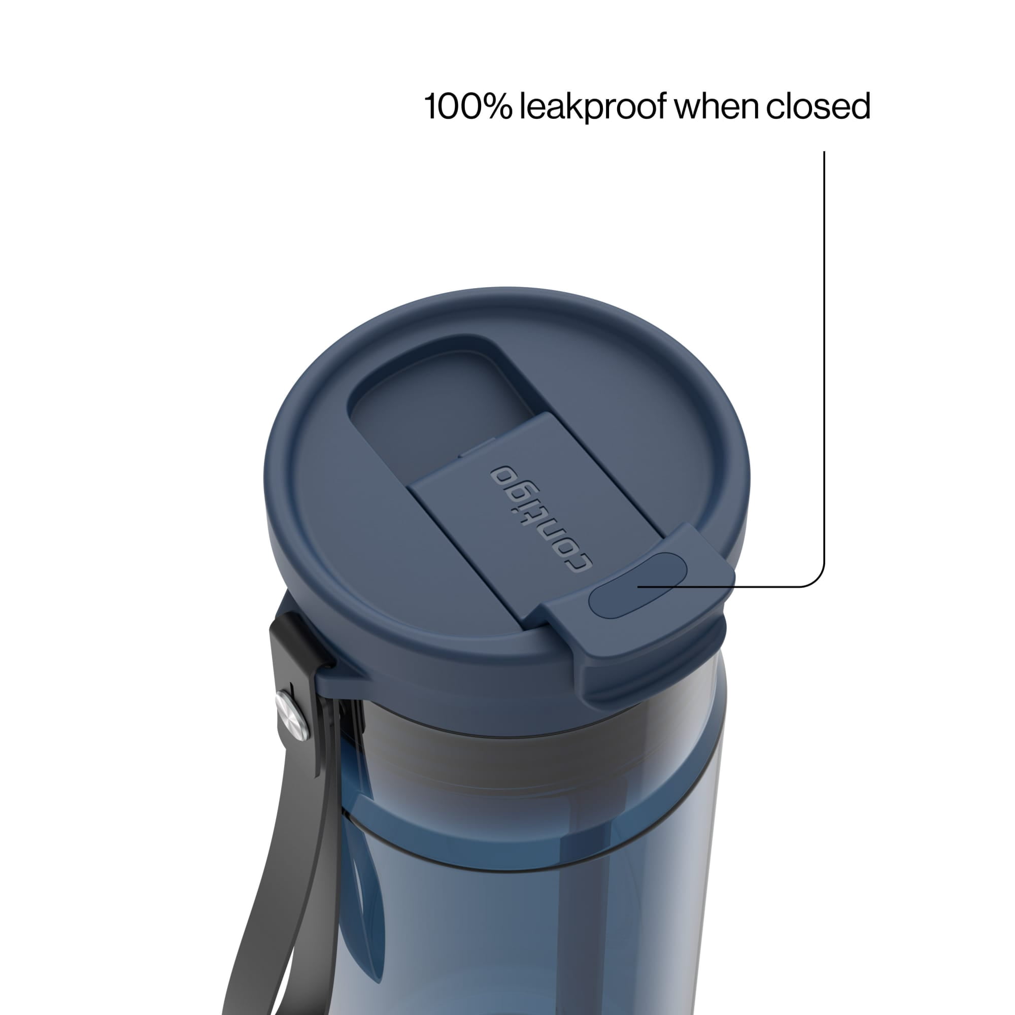 Contigo DualSip Leakproof Plastic Reusable Water Bottle with Carrying Strap, Blue/Clear, 24 oz