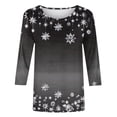 thumbnail image 4 of Bcresic Womens 3/4 Sleeve Tops Red Wine Glass Shirts for Christmas Trending Santa Hats Elk Print Tshirts Crewneck Tunic Tops Casual Comfy Xmas Clothing Cute Holiday Pullover,01B_Dark Gray,Medium, 4 of 5